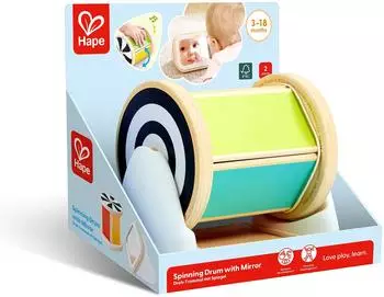 HaPe Drehbare Trommel mit Spiegel, Holz, Montessori (E0139)