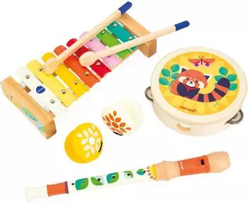 Janod Gioia Musikinstrumenten-Set 4-teilig, Holz, bunt (J07656)