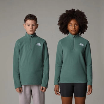 The North Face Glacier Fleece Mit 1/4-langem Rv Jugendliche Duck Green