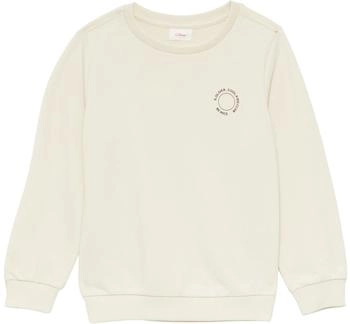 s.Oliver Unisex Sweatshirt mit Rippbündchen und kleinem Print-Detail (2160640) beige