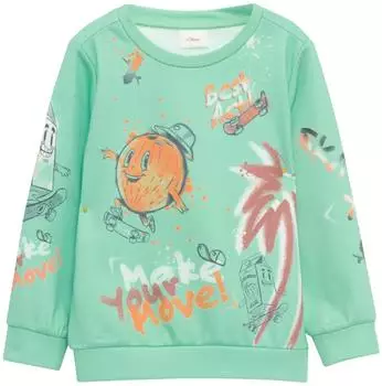 s.Oliver Weiches Sweatshirt mit All-over-Print / türkis 2164857.66D0.