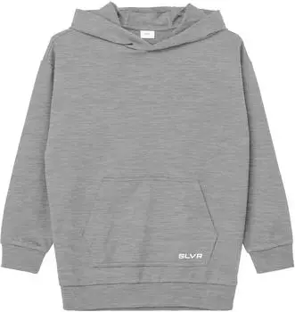 s.Oliver Unisex Oversized-Hoodie mit Kängurutaschen und Schrift-Print grau 2174132.9400.