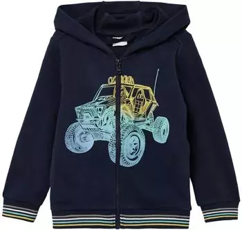 s.Oliver Kapuzen-Sweatshirtjacke mit Frontprint / blau 2164871.5952.