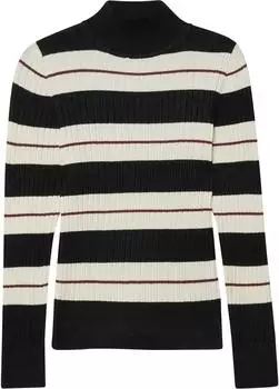 s.Oliver Ripppullover im Slim Fit mit Stehkragen / beige schwarz mehrfarbig 2173373.04X1.