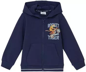 s.Oliver Sweatjacke aus Interlockjersey mit Frontprint / blau 2169359.5836.