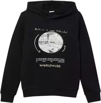 s.Oliver Kuscheliger Hoodie mit Frontprint / schwarz 2172863.9999.