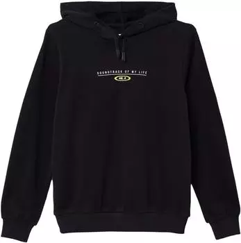 s.Oliver Kapuzensweater mit Front- und Rückenprint / schwarz 2169228.9999.