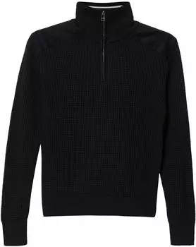 s.Oliver Strickpullover mit Troyer-Kragen und Schulterpaneelen aus Webstoff / schwarz 2170656.9999.