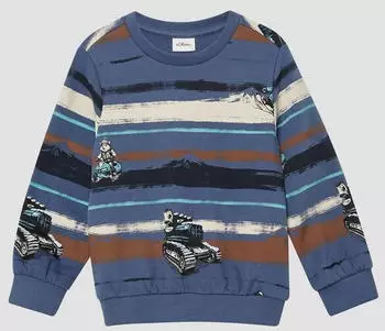 s.Oliver Sweatshirt mit All-over-Print / blau mehrfarbig 2173448.55A1.