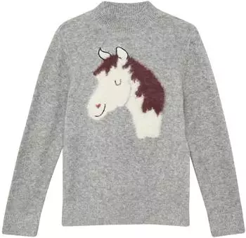s.Oliver Strickpullover mit flauschigem Pferde-Motiv / grau 2170300.95W0.