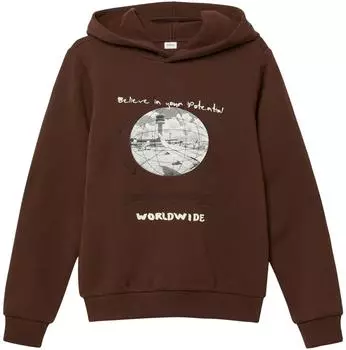 s.Oliver Kuscheliger Hoodie mit Frontprint / braun 2172863.8844.
