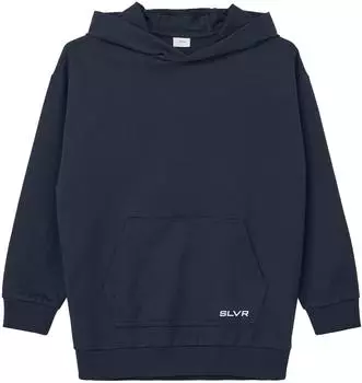 s.Oliver Unisex Oversized-Hoodie mit Kängurutaschen und Schrift-Print blau 2174132.5952.