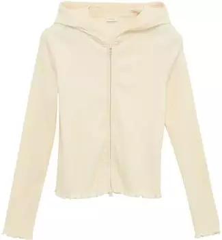 s.Oliver Sweatjacke aus Rippware mit Wellensaum und Zwei-Wege-Reißverschluss / creme 2164722.0600.