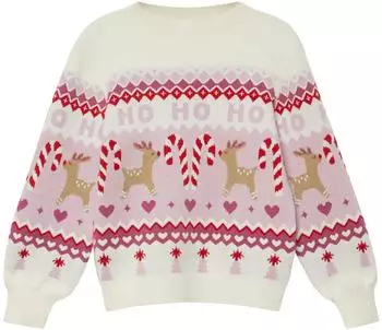 s.Oliver Strickpullover mit Weihnachtsmotiven / creme mehrfarbig 2170364.04X5.