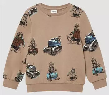 s.Oliver Sweatshirt mit All-over-Print / braun mehrfarbig 2173448.84A2.