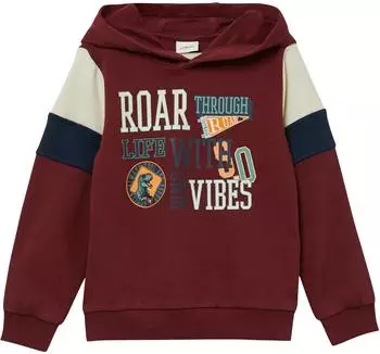 s.Oliver Hoodie mit Print und Kontrast-Details / rot mehrfarbig 2170064.3900.