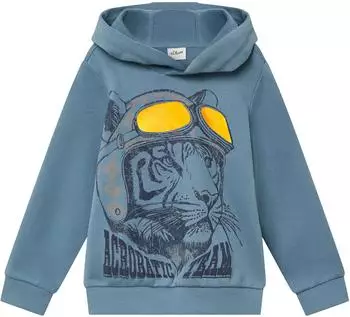 s.Oliver Hoodie aus Baumwollmix mit Folienprint / blau 2171625.5470.