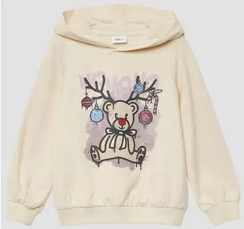 s.Oliver Hoodie mit Weihnachtsprint / Beige 2170363.0406.