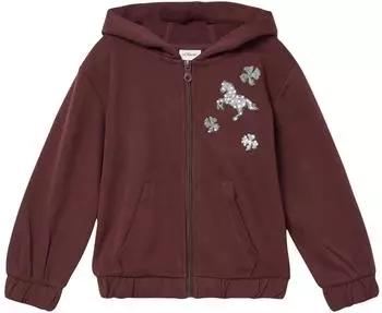 s.Oliver Sweatjacke mit Stickerei- und Pailetten-Details / rot 2170297.4927.