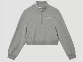 s.Oliver Cropped-Sweatshirt mit Stehkragen und Reißverschluss / grau 2170695.95W0.