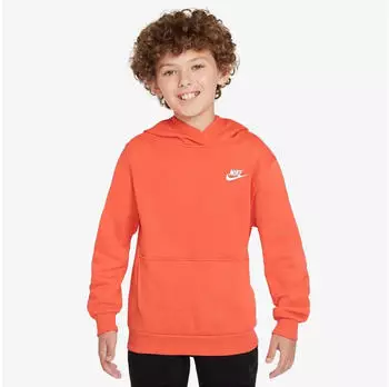 Nike Sportwear Club Kids' Pullover Hoodie (FD3000-842) turf orange/white