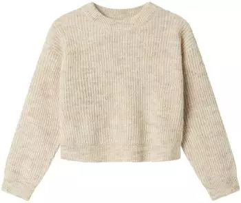 Name It NKFHOLLY LS Boxy Short Knit NOOS Pullover Loose Fit (13245039) pure cashmere/beigemeliert