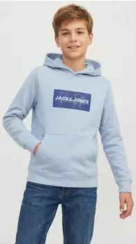 Jack & Jones JCOFUSION GRAPHIC SWEAT HOOD UNB Kapuzensweatshirt Regular Fit navy/himmelblau