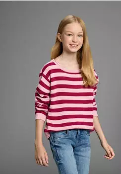 Kidsworld Ringelpullover mit Rollsaum (63272149) hellpink/rot