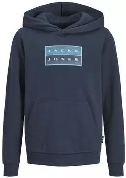 Jack & Jones JCOFUSION GRAPHIC SWEAT HOOD UNB SN JNR Kapuzensweatshirt (5715869443930) outer space/nachtblau/cyanblau/wei&szlig;