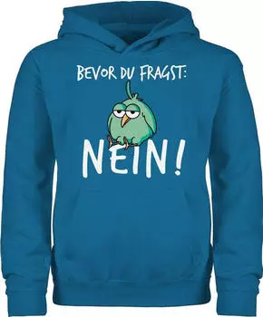 Shirtracer Statement Sayings 'Bevor du fragst Nein' Kids Hoodie (PV-64662907) himmelblau