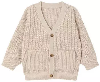 Vertbaudet Baby Strickjacke mit aufgesetzten Taschen und V-Ausschnitt (341021100) wollweiß