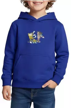 spreadshirt Tiger Playing Football Kinder Premium Hoodie royalblau