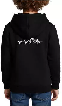 spreadshirt Mountainbike Herzschlag EKG Berge MTB Biking Kinder Premium Hoodie (D163176487P654-73472-app2-size85) schwarz