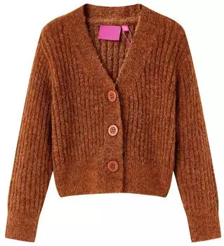 vidaXL Kinder Strickjacke Langarm V-Ausschnitt (14949) cognac