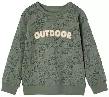 Vertbaudet Sweatshirt mit Allover-Print moosgrün