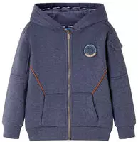 vidaXL Kinder-Kapuzenpullover mit Rei&szlig;verschluss Dunkelblau Melange 92