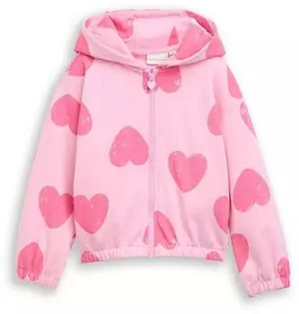 Tom Tailor Sweatjacke mit All-Over Print big pink heart print