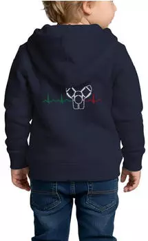 spreadshirt Motorrad Rundmotor Heartbeat Italien Kinder Premium Organic Zip Hoodie (D134700341P678-22544-app1269) navy