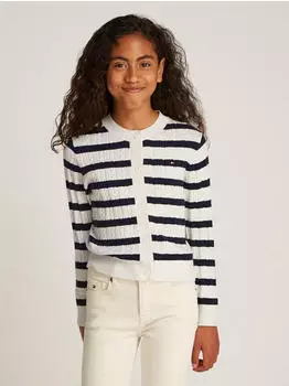 Tommy Hilfiger Mini Cable Cardigan Strickjacke ivory petal/base navy