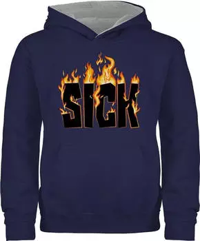 Shirtracer Sick Flames Kinder Hoodie (PV-64865895) navy blau/grau meliert