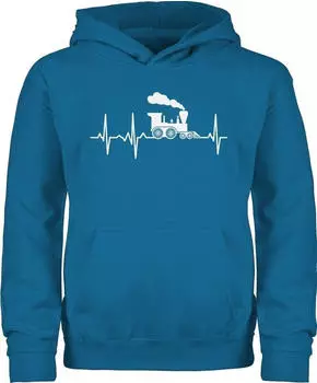 Shirtracer Traktor Bagger und Co. - Dampflok Herzschlag Kids Hoodie (PV-65177662) himmelblau
