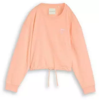 Tom Tailor Basic Sweatshirt mit Smiley Print Cropped Fit pfirsich