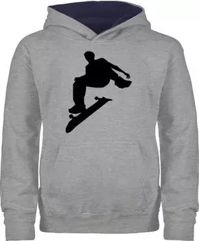 Shirtracer Kids Hoodie with Lettering grau meliert/navy blau