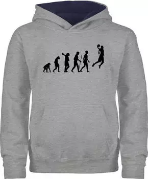 Shirtracer Handball Evolution Vintage Kids Hoodie grau meliert/navy blau