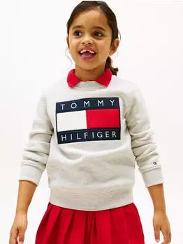 Tommy Hilfiger TH Logo Sweatshirt mit Rundhals light grey heather