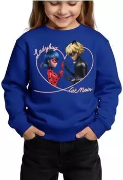 spreadshirt Miraculous Ladybug Und Cat Noir Herz Kinder Premium Pullover (D356030775P1434-9175-app1278) royalblau