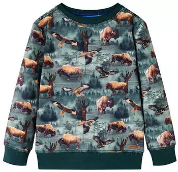 vidaXL Kinder Sweatshirt mit Waschb&auml;r und Fuchs Print (12980) marineblau