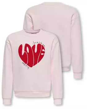 Only KOGLOVELY LIFE LS BOXY PRINTED SWT Sweatshirt Boxy Fit (76278354) barely pink print:love