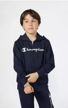 Champion BASICS Fleece Full Zip Sweatshirt Kapuzensweatjacke (55836006) navy/weiß