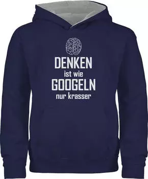Shirtracer Hausaufgaben gefährden meine Gesundheit Warnschild Kids Hoodie (PV-57371692) navy blau/grau meliert